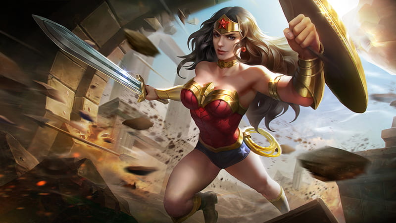 Wonder Woman with Sword and Shield, HD wallpaper