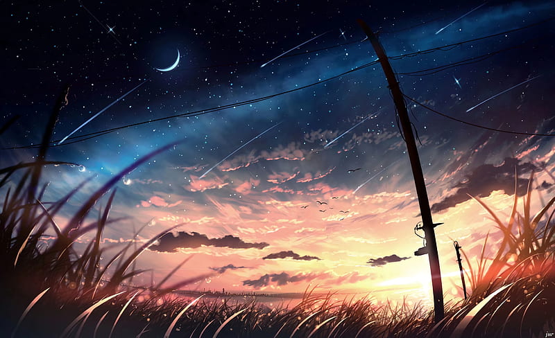 Anime, Original, Night, Sky, HD wallpaper