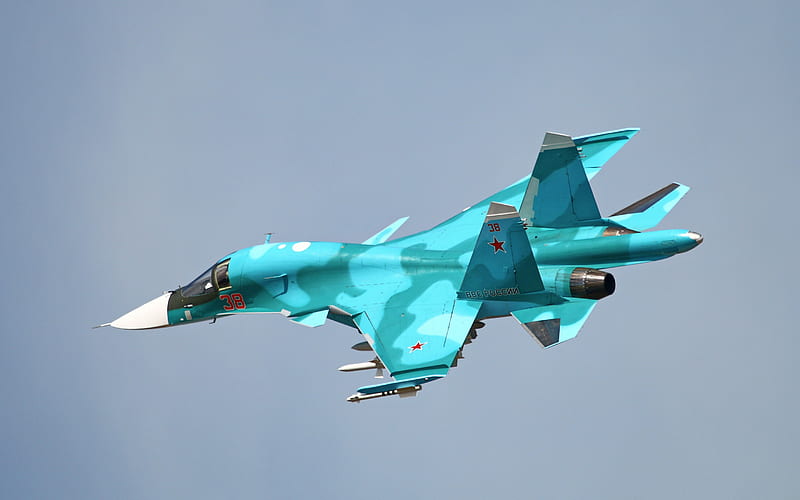 Su-34, Fullback, Russian bomber, Russian Air Force, Sukhoi, military aircraft, HD wallpaper