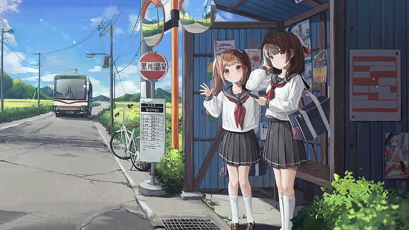 Anime, Girl, Brown Eyes, Brown Hair, School Uniform, HD wallpaper