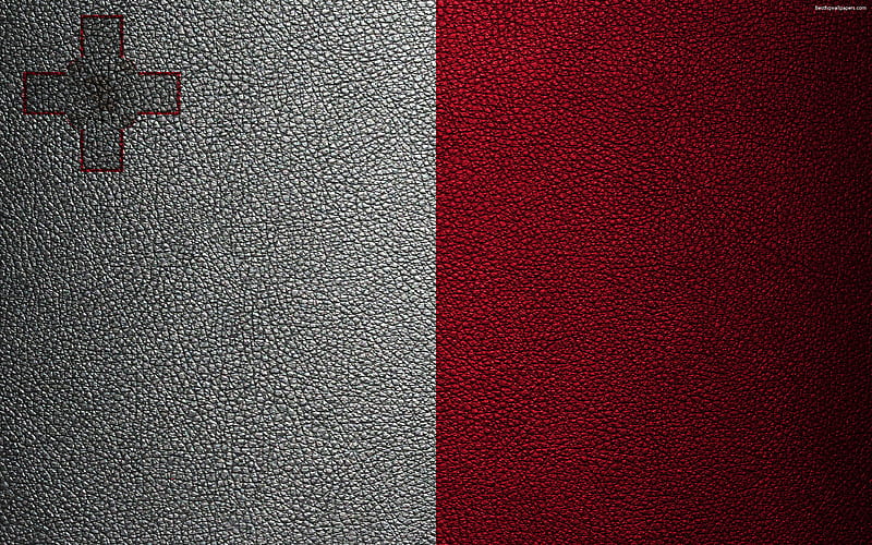 Flag of Malta leather texture, Maltese flag, Europe, flags of Europe, Malta, HD wallpaper