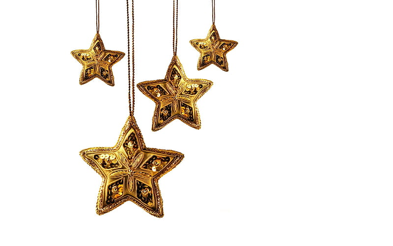 - Golden Christmas Star ornament- Christmas objects, HD wallpaper