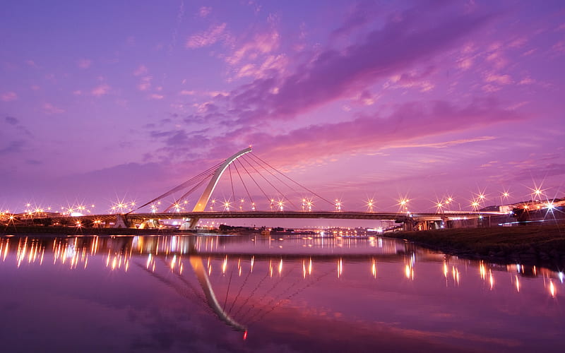 Taiwan Water Bridge Sunset Reflection Sky Pink Peisaj Hd Wallpaper Peakpx