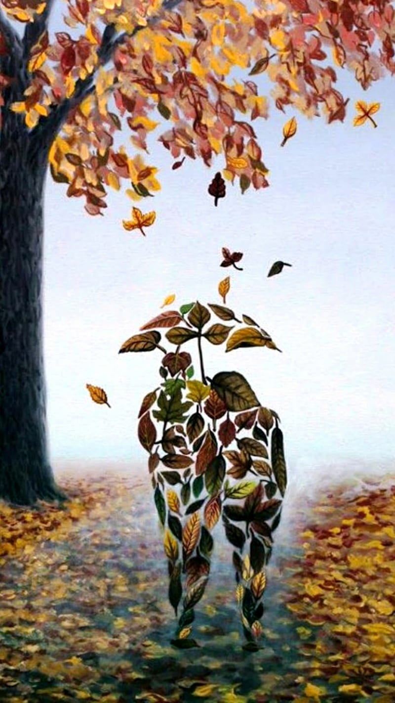 lovers, autumn, leaf, HD phone wallpaper