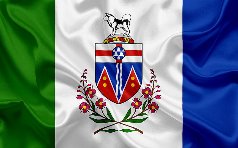 Flag of Yukon, tricolour, Canada province, Yukon, silk flag, Canadian symbols, HD wallpaper