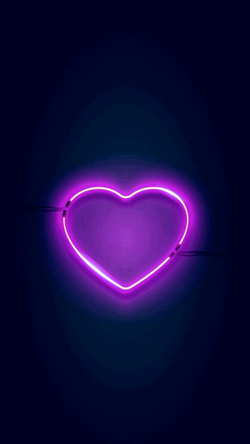 Neon heart, flash, lightning, purple, HD phone wallpaper