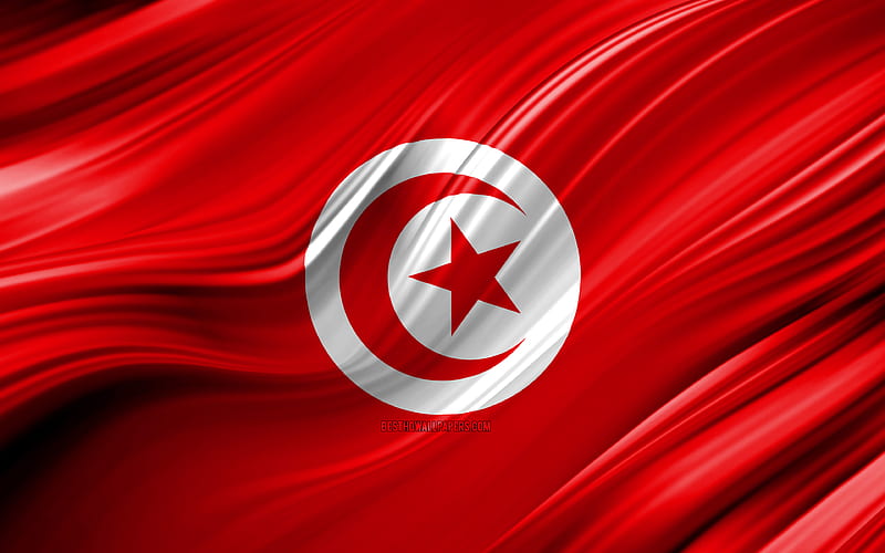 Tunisian flag, African countries, 3D waves, Flag of Tunisia, national symbols, Tunisia 3D flag, art, Africa, Tunisia, HD wallpaper