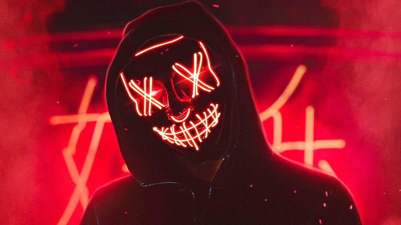 Neon Mask Guy , artist, neon, mask, HD wallpaper