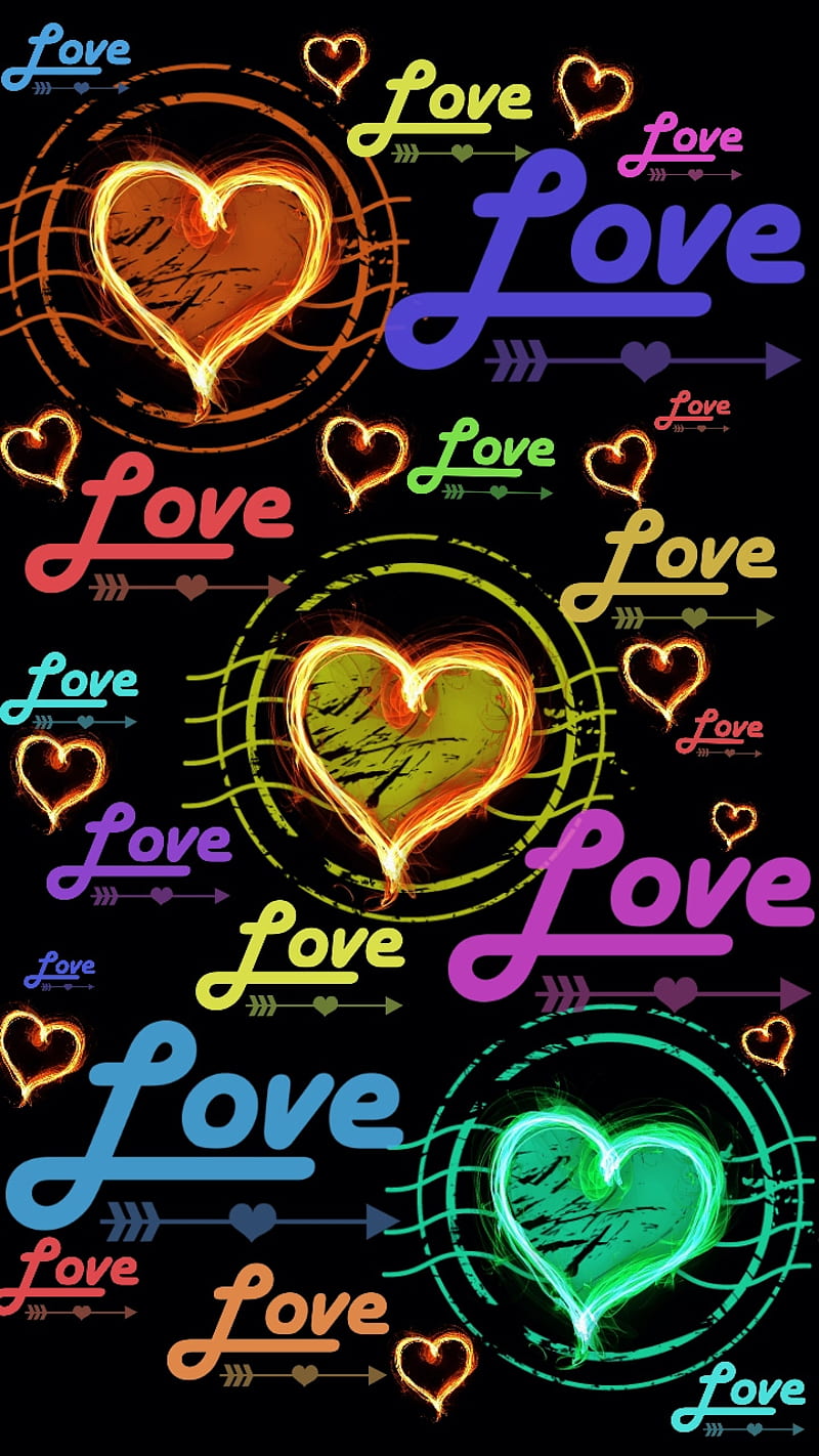 Neon Attraction, black, colorful, colors, corazones, love, neon, rainbow,  HD phone wallpaper | Peakpx