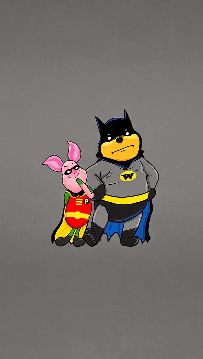 Pooh and Piglet, batman, robin, HD phone wallpaper