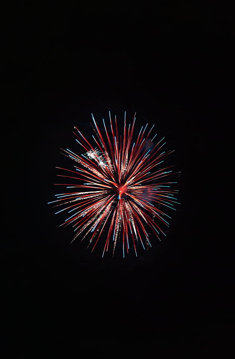 OLED Fireworks, amoled, fireworks happy new year bright light night sky neon glowing colors colorful oled amoled jet black background amazing ultra high quality trending popular , holiday celebration happy, pure black background, HD phone wallpaper