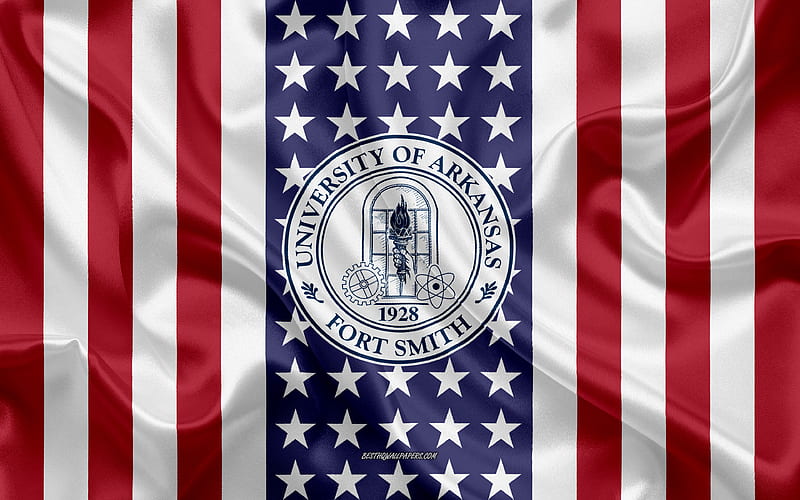 University of Arkansas-Fort Smith Emblem, American Flag, University of Arkansas-Fort Smith logo, Fort Smith, Arkansas, USA, Emblem of University of Arkansas-Fort Smith, HD wallpaper