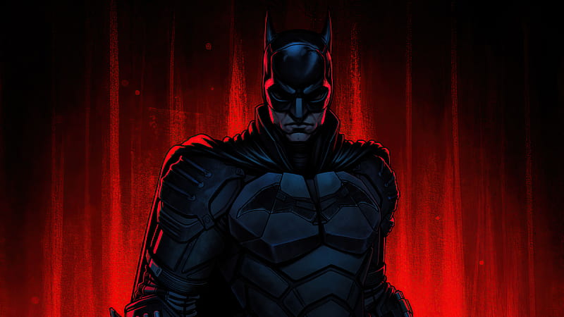 The Batman Red Theme , the-batman, batman, superheroes, artwork, artist, artstation, HD wallpaper