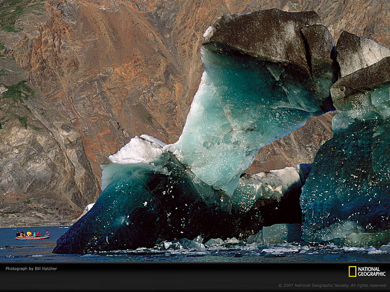 glacier and raft, cool, HD wallpaper