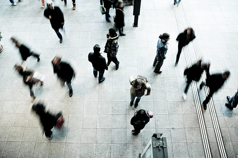 people walking on grey concrete floor during daytime, HD wallpaper