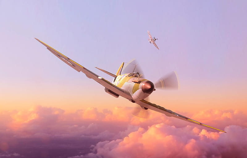 plane, propeller, art, flight, sky, height, HD wallpaper