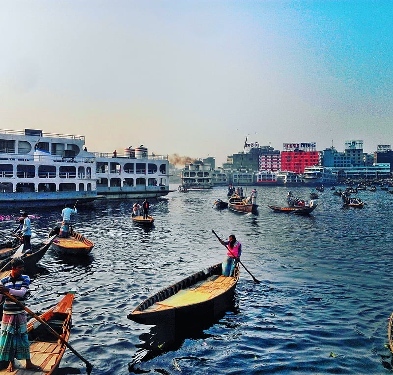 Boatman, dhaka, life, river, HD wallpaper