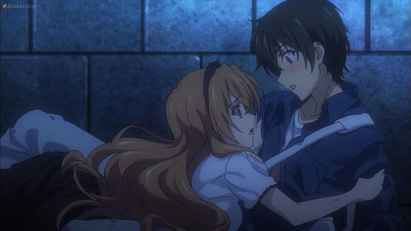 Please Don't Go ... Stay with Me, pretty, blush, banri tada, sweet, nice, anime, anime girl, long hair, couple, kaga, kaga kouko, female, lovely, tada banri, anime couple, short hair, banri, girl, tada, lay, blushing, kouko, golden time, laying, HD wallpaper