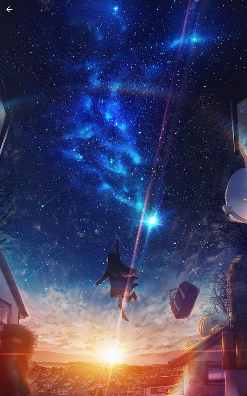Download Space Anime Shooting Stars Wallpaper | Wallpapers.com