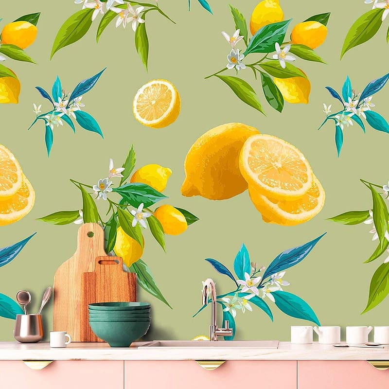Lemon . Lemons with Leaves . Floral Self Adhesive. Kitchen. Fruit . Non  Woven Z2 : Handmade Products, HD phone wallpaper