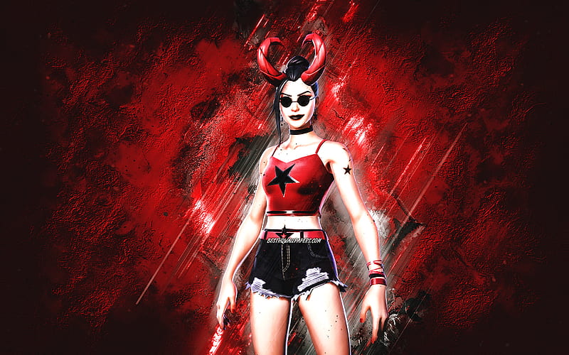 Fortnite Demon Style Surf Witch Skin, Fortnite, main characters, red stone background, Demon Style Surf Witch, Fortnite skins, Demon Style Surf Witch Skin, Demon Style Surf Witch Fortnite, Fortnite characters, HD wallpaper