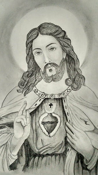 Buy PRINT of the Sacred Heart of Jesus Christ Pencil Drawing 5x7, 8.5x11,  9x12 Inches Catholic Religious Art Free Shipping Online in India - Etsy