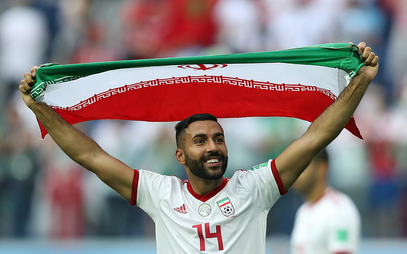 Saman Ghoddos, Iran national football team, striker, Iranian football player, portrait, Flag of Iran, football, Iran, HD wallpaper