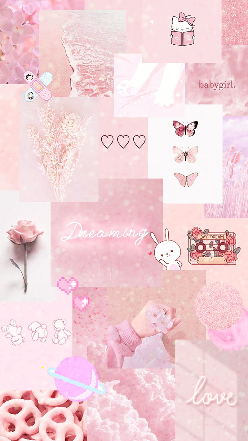 Pink aesthetic, clouds, cute, glitter, hello kitty, pastel, soft ...