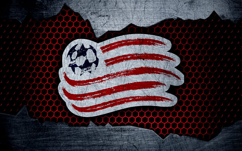 New England Revolution logo, MLS, soccer, Eastern Conference, football club, USA, grunge, metal texture, New England Revolution FC, HD wallpaper