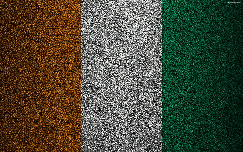 Flag of Ivory Coast leather texture, Africa, Cote dIvoire flag, flags of African countries, Ivory Coast, HD wallpaper