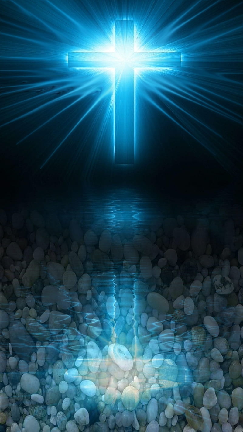Above, blue, cross, flash, jesus, light, radiant, religious, spiritual, HD phone wallpaper