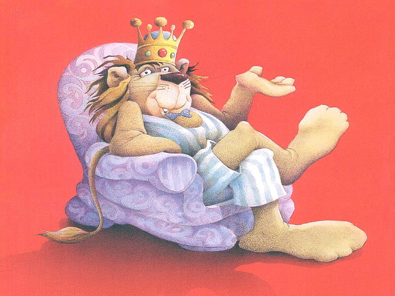 King For a Day, our house, my hubbyha ha, funny, cartoon, lion, HD wallpaper