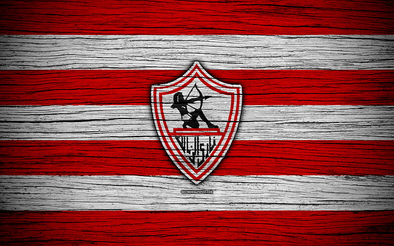 Zamalek FC Egyptian Premier League, logo, soccer, Egypt, Zamalek, football, wooden texture, FC Zamalek, HD wallpaper