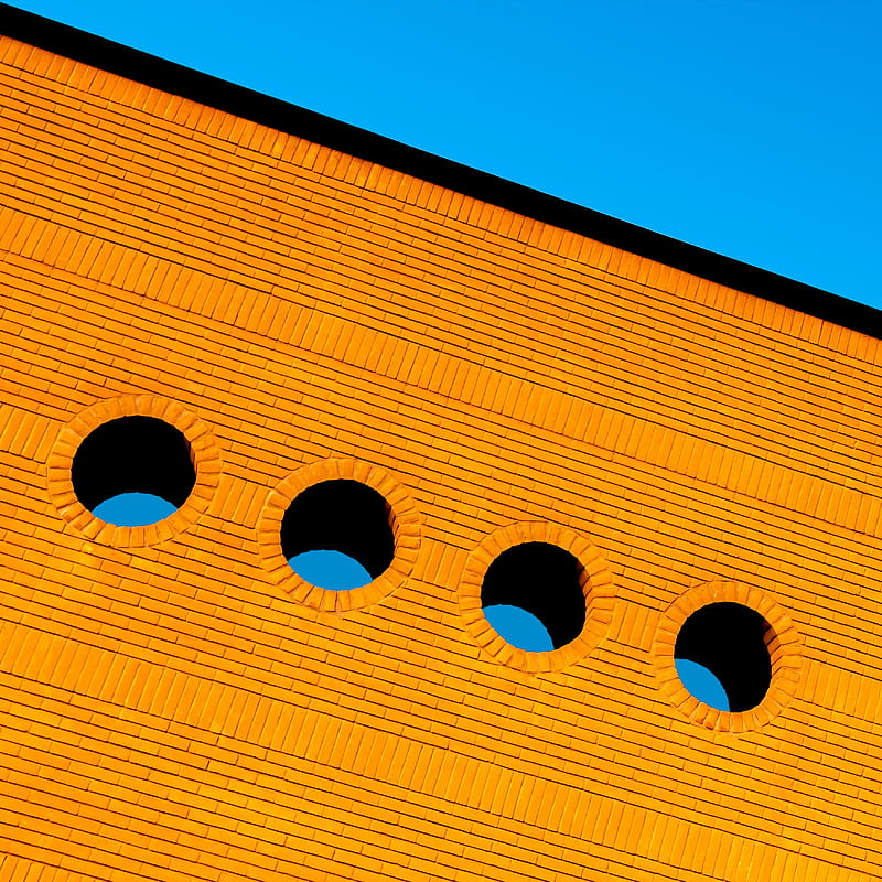 building, architecture, minimalism, orange, HD phone wallpaper