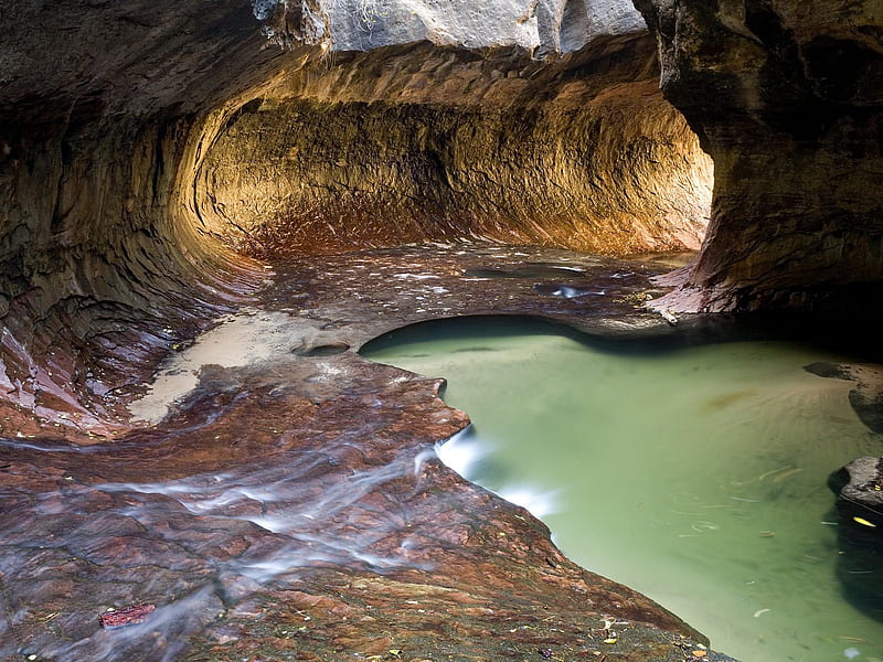 The Subway Zion~National Park~Utah, water, rock, national park, river, bonito, cave, HD wallpaper