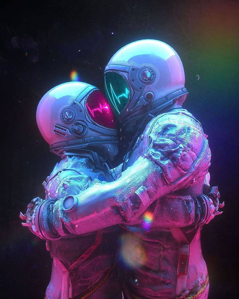 Love of astronauts, kiss, space, HD phone wallpaper