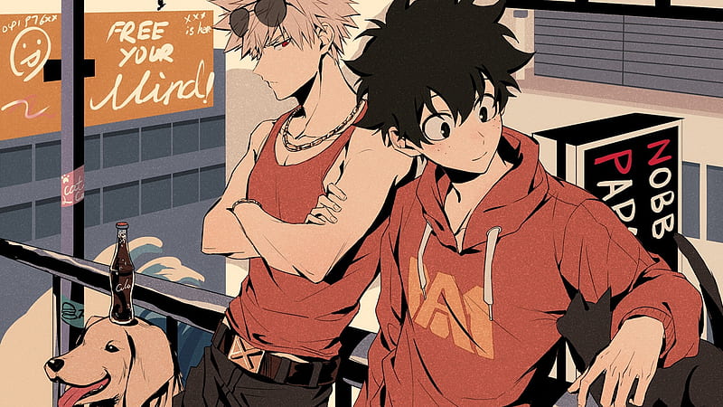 Izuku Midoriya Katsuki Bakugou In Brown Dress My Hero Academia, HD ...