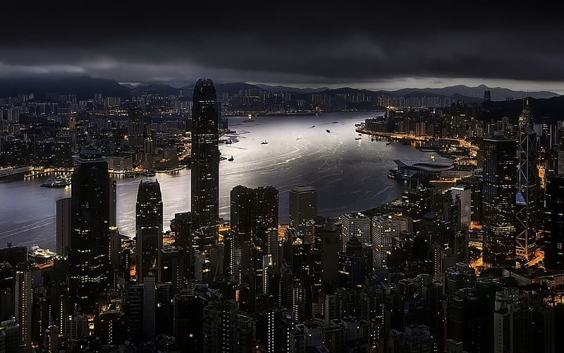 Hong Kong, Night, skyscrapers, china, Repulse Bay, Central and Western, HD wallpaper