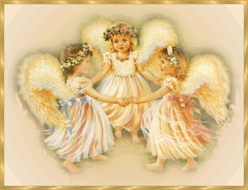 Angelitos, tres, niñas, pequeños, ángeles, Fondo de pantalla HD | Peakpx
