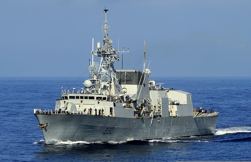 Frigate HMCS Halifax, halifax, ocean, hmcs, sea, frigate, canadian, missile, warship, canada, HD wallpaper