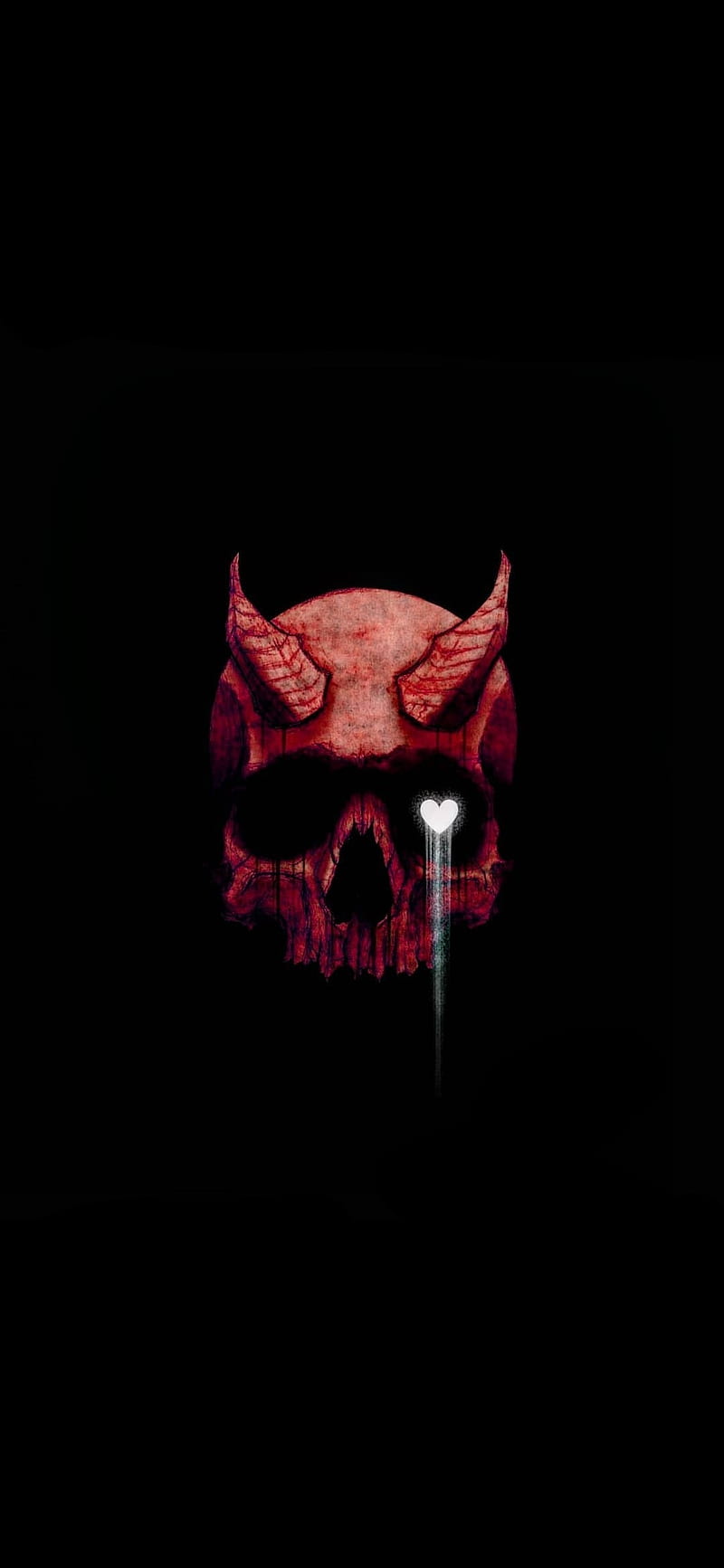 Red skull , black, death, demon, devil, eye, heart, hell, horns, red, skull, HD phone wallpaper