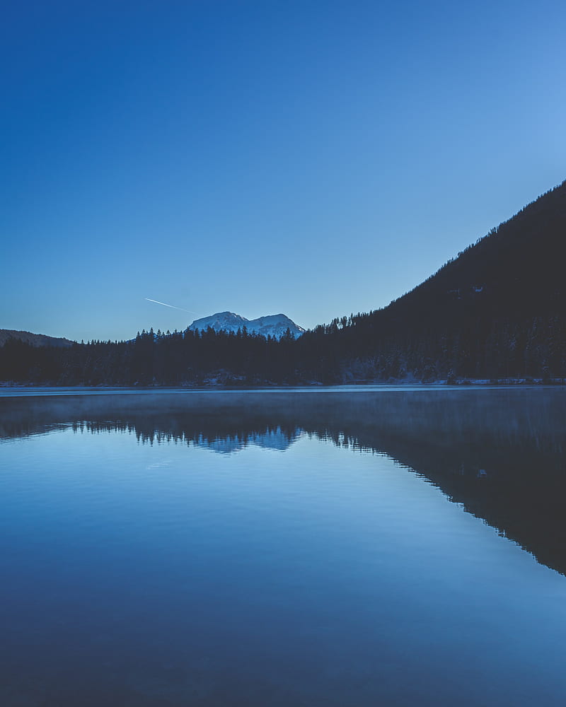 lake, reflection, mountain, clear sky, water, Nature, HD phone wallpaper