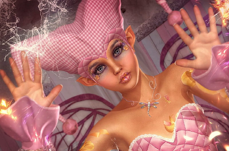 'Pink Imprisonment', pretty, imprisonment, female, lovely, colors, love four seasons, bonito, creative pre-made, digital art, 3D and CG, imprison, characters, weird things people wear, 3-dimensional art, pink, HD wallpaper