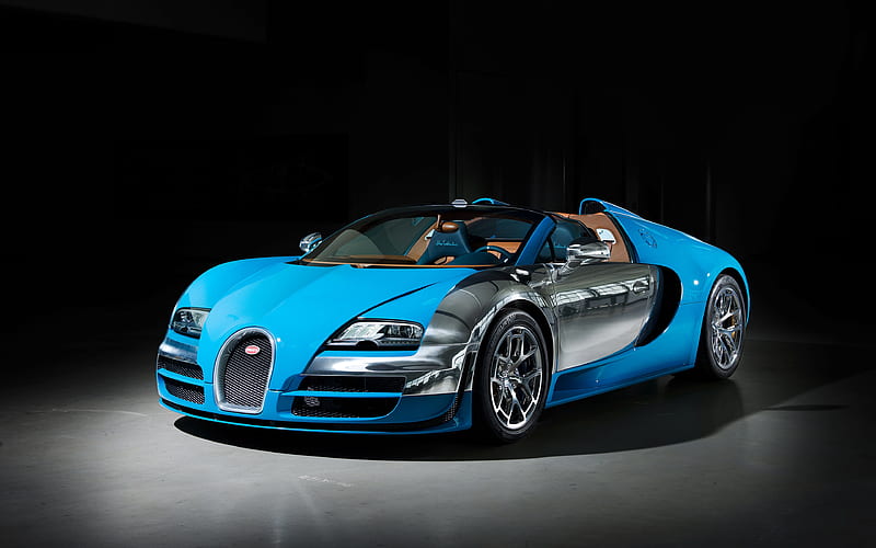 Bugatti Veyron Grand Sport Vitesse, hypercars, blue Veyron, sportscars, Bugatti, Bugatti Veyron, HD wallpaper