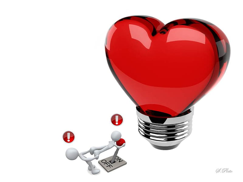 ELECTRIC HEART, red, struggle, life, technology, cool, animation, love, funny, white, HD wallpaper