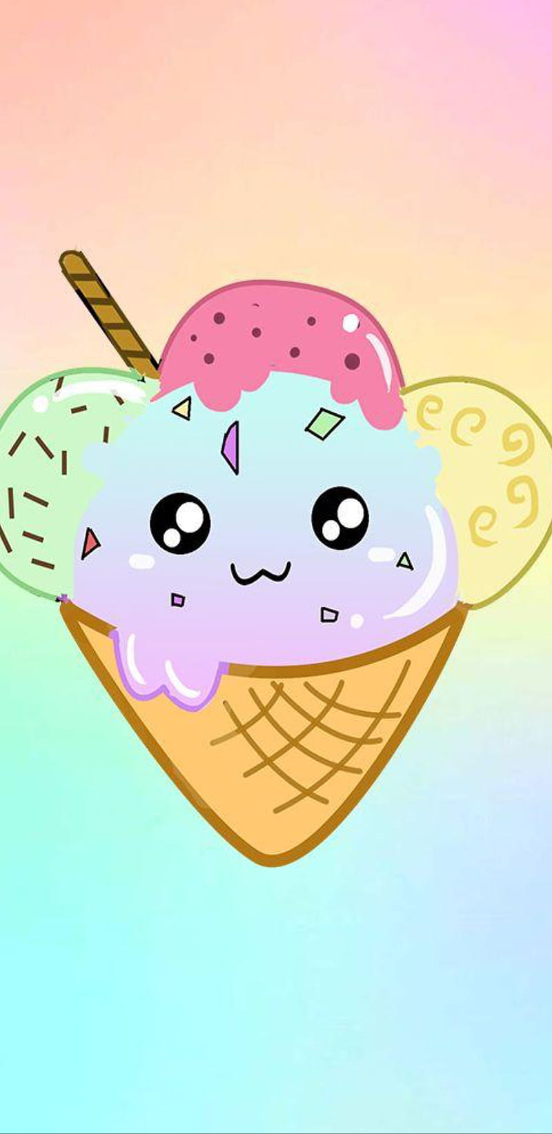 Icecream, hello, happy, kawaii, colors, HD phone wallpaper