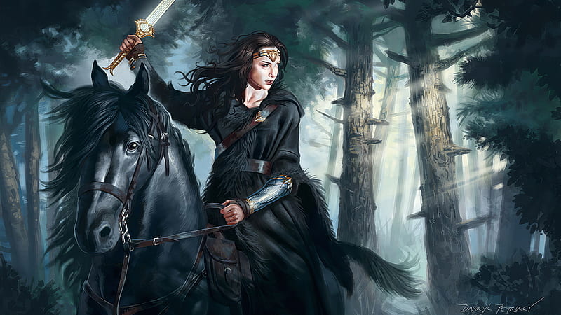 Wonder Woman Riding Horse, HD wallpaper