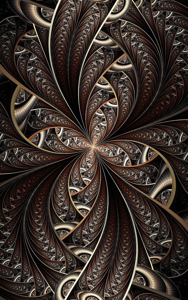 fractal, lines, twisted, winding, abstraction, HD phone wallpaper