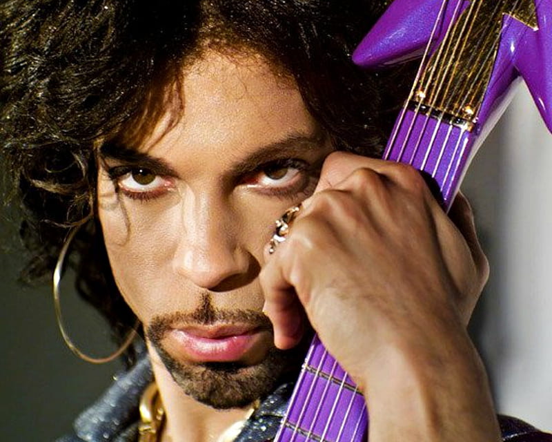Prince, purple, guitar, hand, jewel, face, singer, HD wallpaper