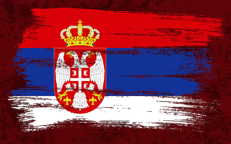 Flag of Serbia, grunge flags, European countries, national symbols, brush stroke, Serbian flag, grunge art, Serbia flag, Europe, Serbia, HD wallpaper